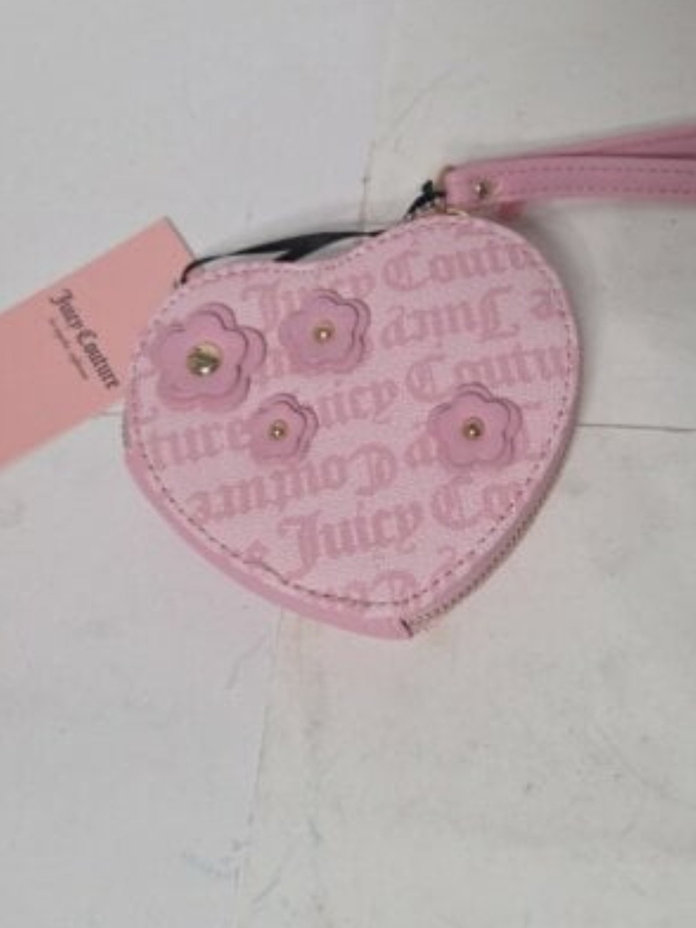 Juicy Couture Light Pink Heart Wristlet Coin Pouch